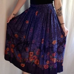 <VTG> Purple Floral Full Skirt